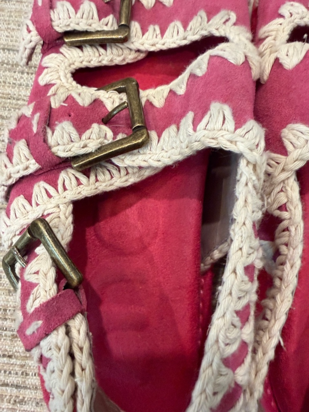 Mou Pink Suede Buckle Sandals Sz 39 - Picture 10 of 12